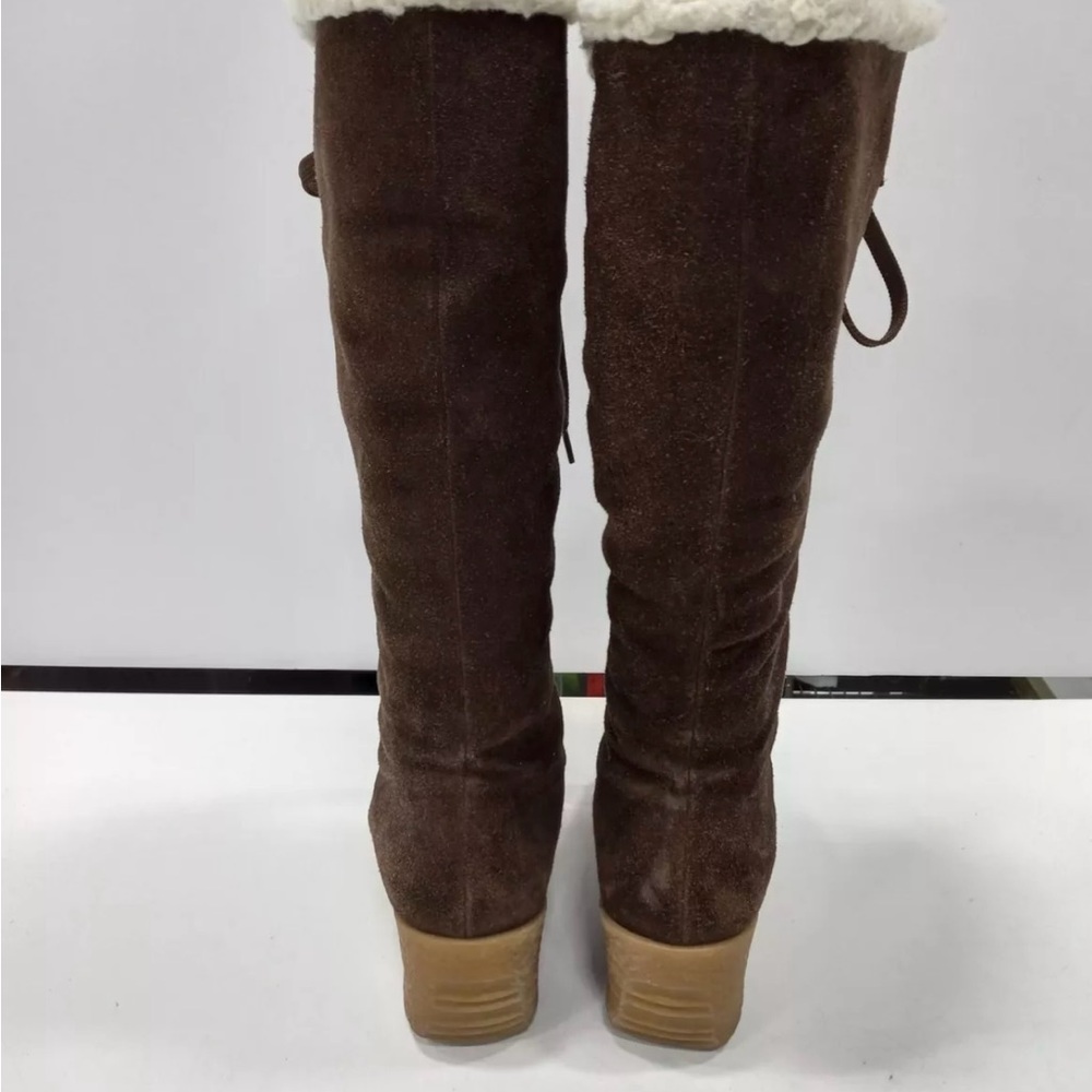 Michael Kors Womens Suede Shearling Lace Up Wedge Boots - Picture 6 of 6
